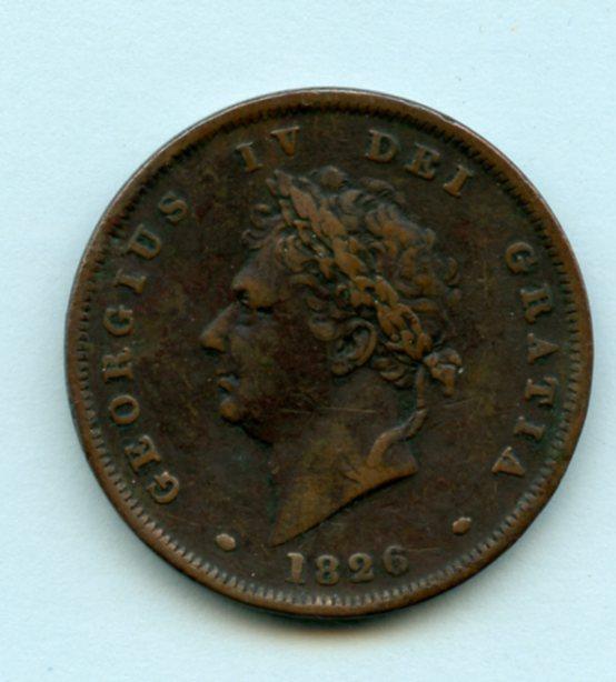 UK  George IV Penny Coin Dated 1854