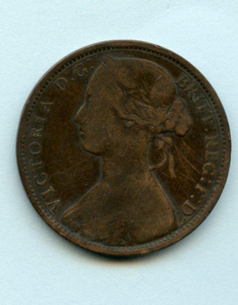 UK  1862 Queen Victoria One Penny Coin
