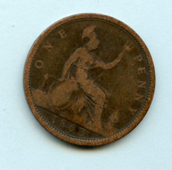 UK  Queen Victoria Penny Coin Dated 1863