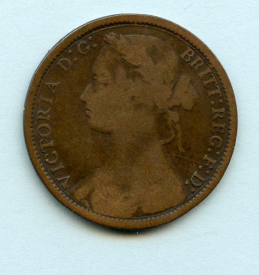 UK  Queen Victoria Penny Coin Dated 1875