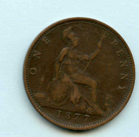 UK  Queen Victoria Penny Coin Dated 1877