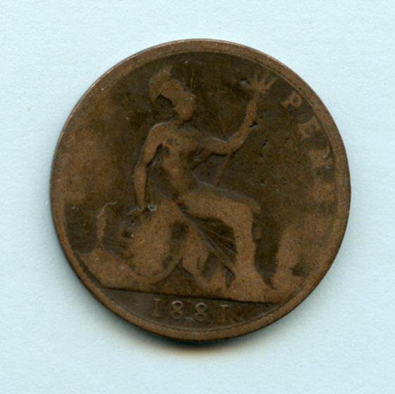 UK  Queen Victoria Penny Coin Dated 1881H