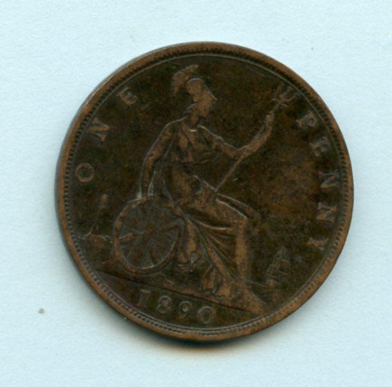 UK  Queen Victoria Penny Coin Dated 1890