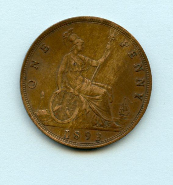 UK  Queen Victoria Penny Coin Dated 1893