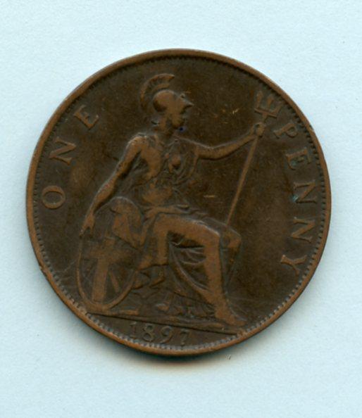UK  Queen Victoria Penny Coin Dated 1897