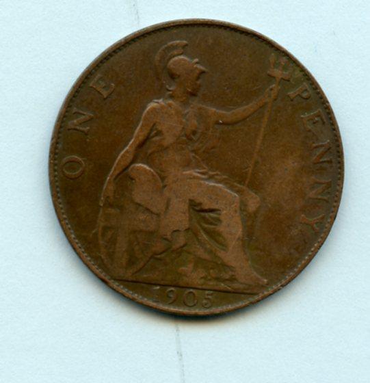 UK  1905 Edward VII One Penny Coin