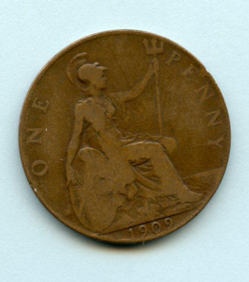 UK  1909 Edward VII One Penny Coin