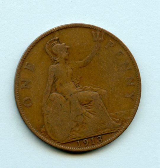 UK  1913 George V One Penny Coin