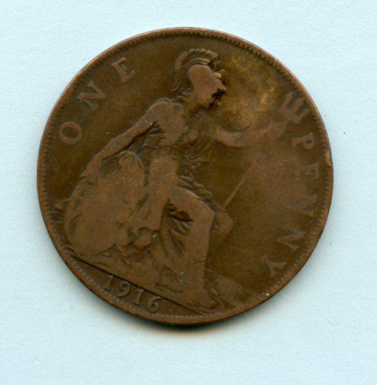 UK  1916 George V One Penny Coin