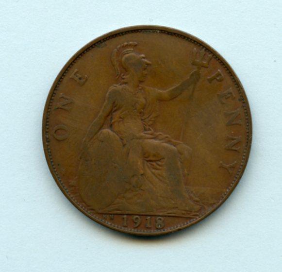 UK  1918KN George V One Penny Coin