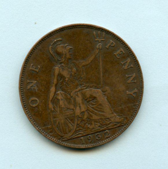 UK  1932 George V One Penny Coin