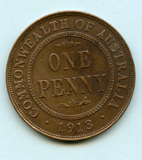Australia  One Penny Coin Dated 1913