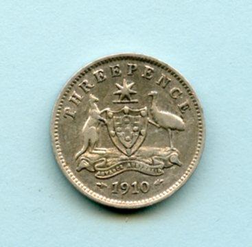 Australia  Silver Threepence Coin Dated 1911