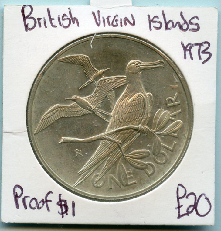 British Virgin Islands Silver One Dollar Coin Dated 1973