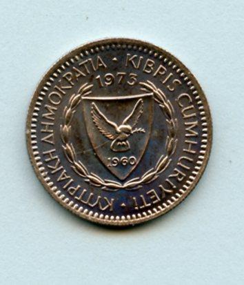 Cyprus  25 Mils Coin Dated 1973