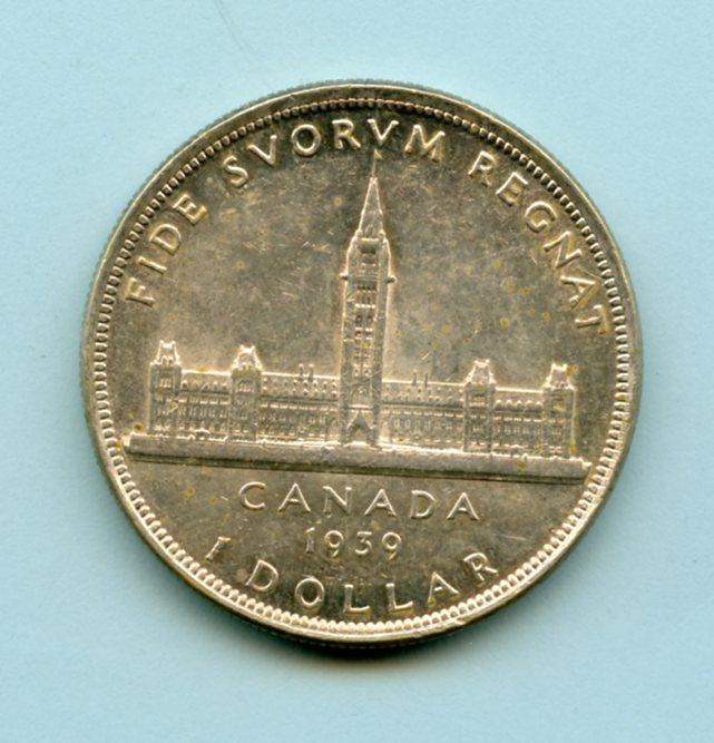 Canada Silver One Dollar  Coin Dated 1939