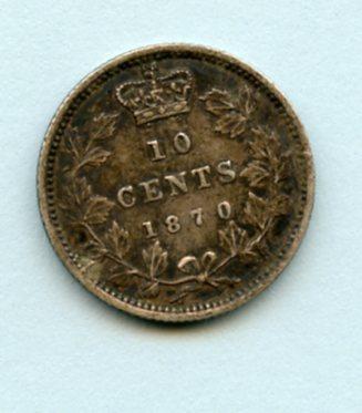 Canada  10 Cents Coin Dated 1870