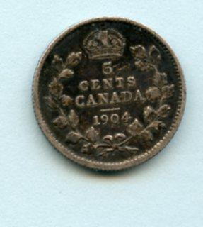 Canada  5 Cents Coin Dated 1904