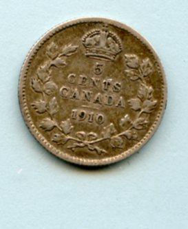 Canada  5 Cents Coin Dated 1910