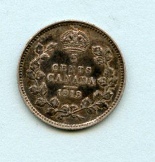Canada  5 Cents Coin Dated 1918