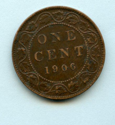 Canada One Cent Coin Dated 1906