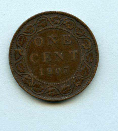 Canada One Cent Coin Dated 1907