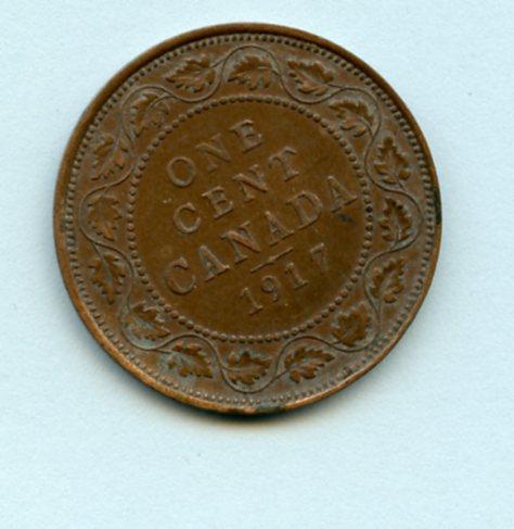 Canada One Cent Coin Dated 1917