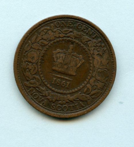 Canada Nova Scotia 1 Cent  Coin Dated 1861
