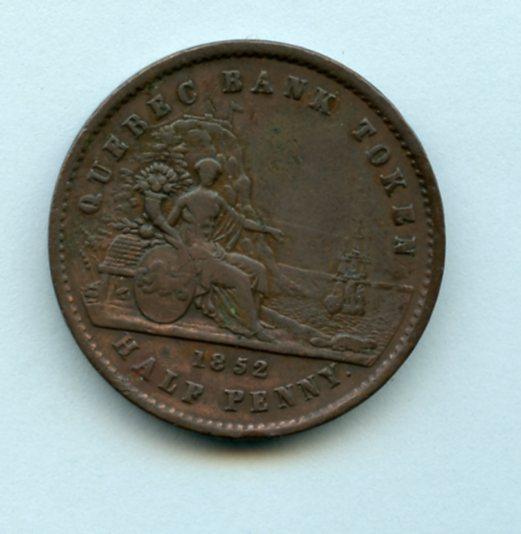 Canada Bank of Montreal 1/2 Penny Token Dated 1852