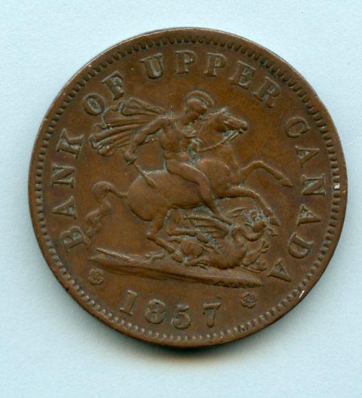 Canada Bank of Upper Canada One Penny Token Dated 1857