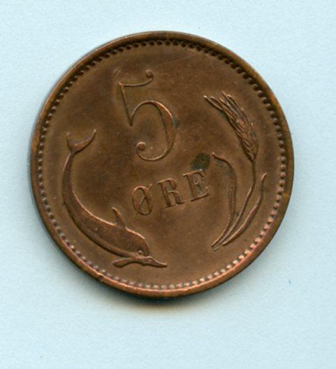 Denmark  5 Øre  Coin Dated 1902