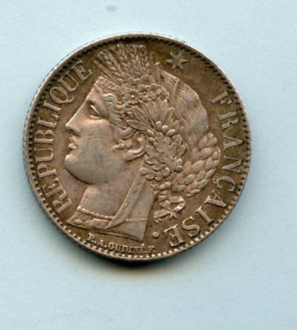 France One  Franc Coin Dated 1888a