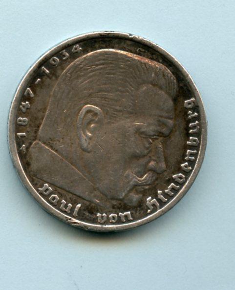 Germany - Third Reich  5 Reichsmark Coin Dated 1935