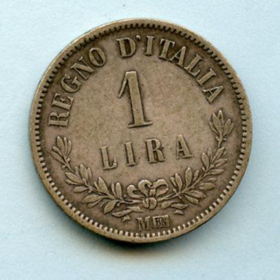 Italy 1 Lira  Coin Dated 1863