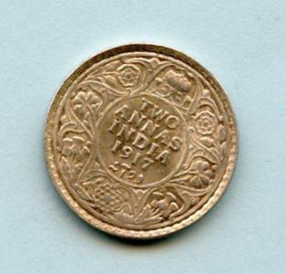 India-British  2 Annas Coin Dated 1917