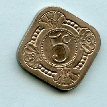 Netherlands  5 Cents  Coin Dated 1939