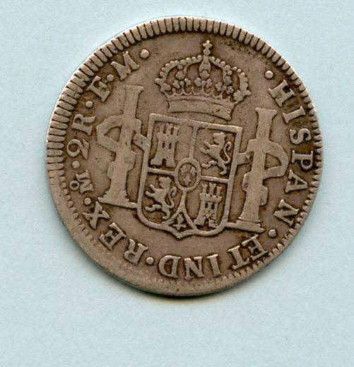 Mexico  Spanish Colony  2 Reales  Coin  dated 1786