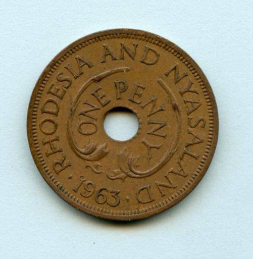 Rhodesia And Nyasaland  One Penny  Coin Dated 1963