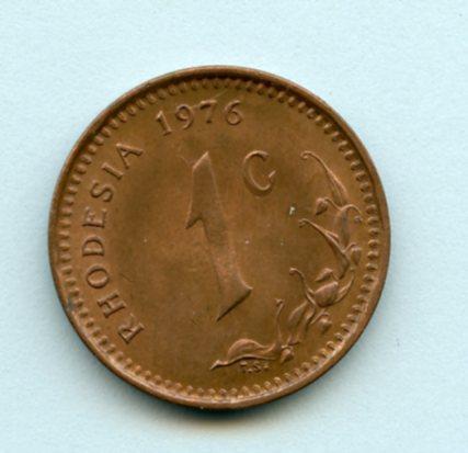 Rhodesia  One Cent Coin Dated 1976