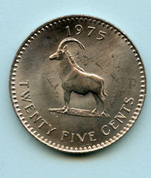 Rhodesia   25 Cent Coin Dated 1975