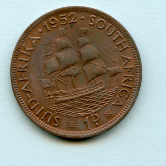 South Africa  One Penny Coin Dated 1952
