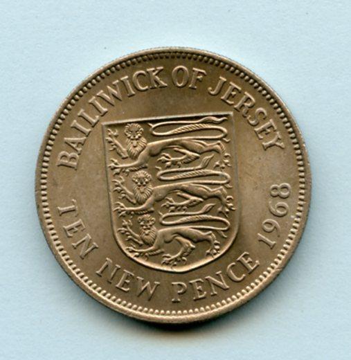 Jersey Ten Pence Coin Dated 1968