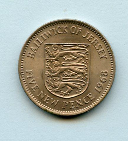 Jersey  Five Pence Coin Dated 1968