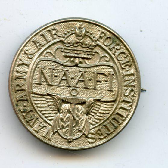 Navy, Army, Air Force Institutes NAAFI White Metal Badge