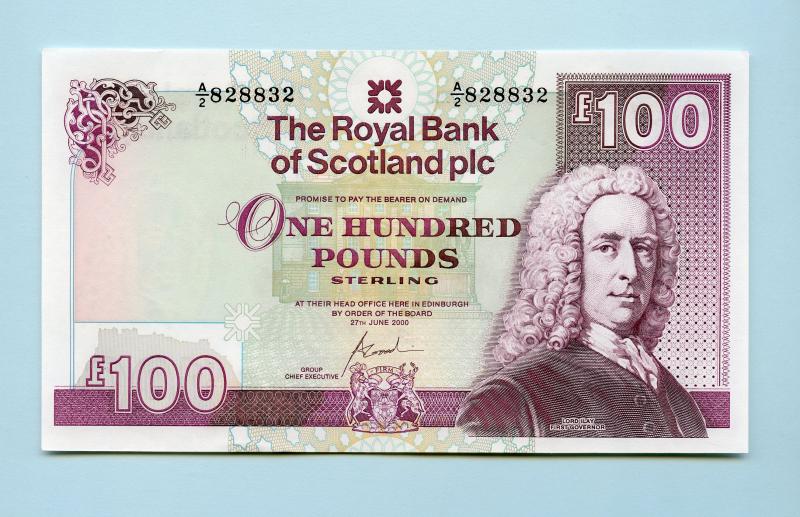 Royal Bank of Scotland  £100 One Hundred Pounds Banknote Dated  27th June 2000