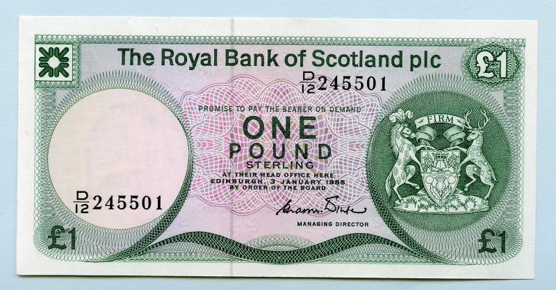 Royal Bank of Scotland  £1 One Pound Note  Dated 3rd January 1985