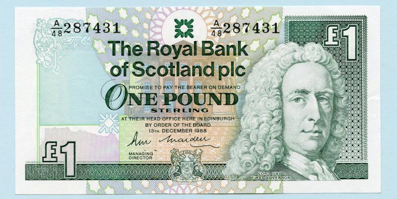 Royal Bank of Scotland  £1 One Pound Note Dated 13th December 1988