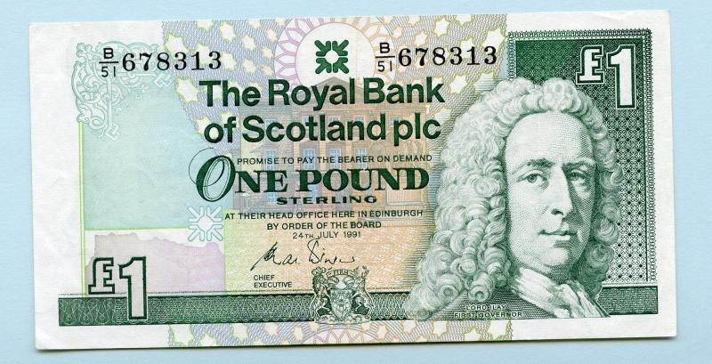 Royal Bank of Scotland  £1 One Pound Note  Dated 24th July 1991