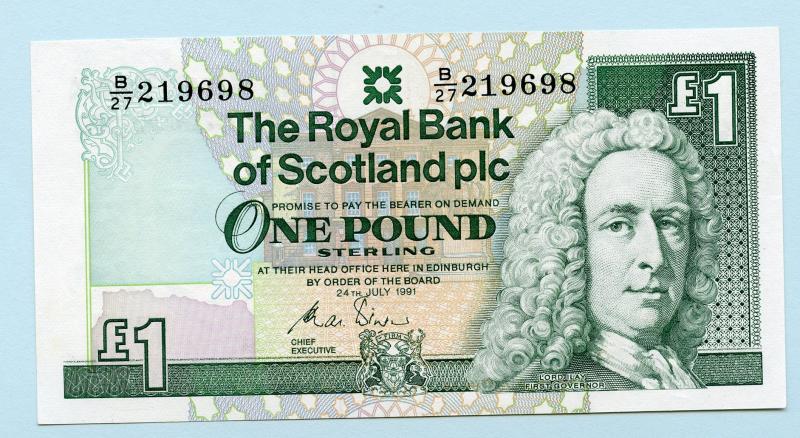 Royal Bank of Scotland  £1 One Pound Note  Dated 24th July 1991