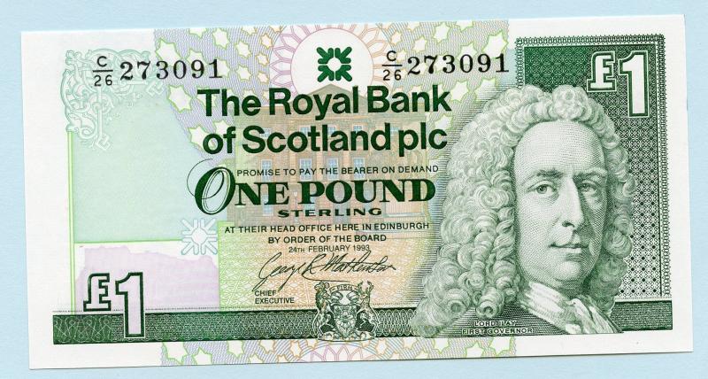 Royal Bank of Scotland  £1 One Pound Notes  Dated 24th of February 1993